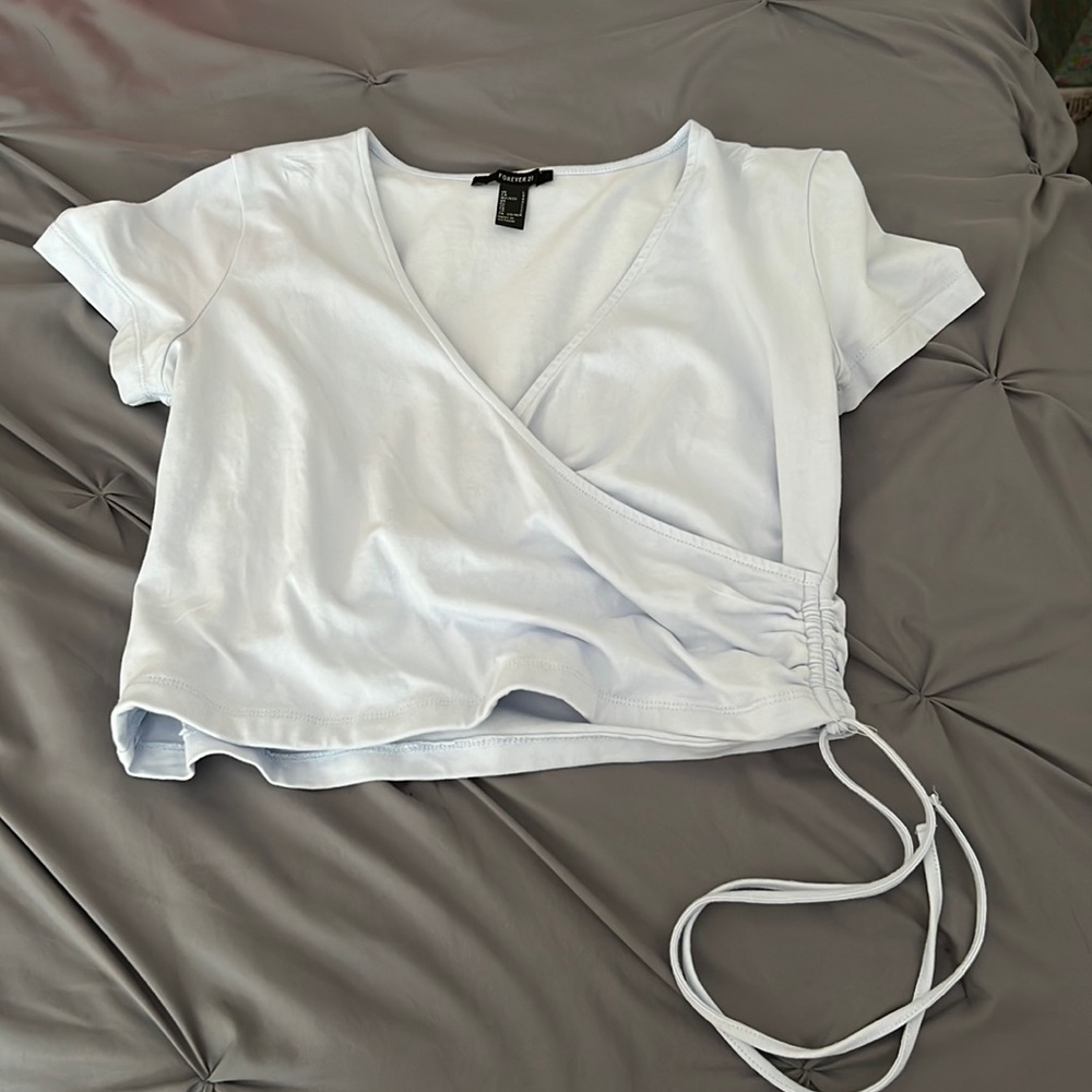 Pale Blue Crossover Top